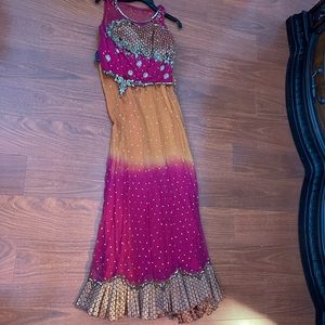 Henna magenta and orange dress